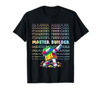 Cool Colorful Master Builder Dabbing Blocks Bricks Builder Maglietta