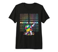 Cool Colorful Master Builder Dabbing Blocks Bricks Builder Maglietta Premium