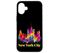 Cool Colorful New York City Skyline, New York City Splash Custodia per iPhone 16 Plus