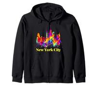 Cool Colorful New York City Skyline, New York City Splash Felpa con Cappuccio