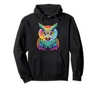 Cool Colorful Owl Jungle Art Graphic Illustration Owl Felpa con Cappuccio