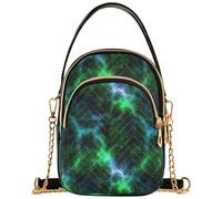 Cool Cosmic Nebula Green Borsa a tracolla da donna con tracolla a catena borsa per telefono cellulare con stampa floreale a tracolla con cerniera, 15 x 21 x 7,9 cm, 15 x 8 x 21 cm