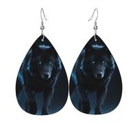 Cool Cyan Black Wolf Orecchini Divertenti Orecchino In Pelle Moda Orecchini Da Donna Per Festa Della Mamma Donne