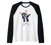 Cool Dabbing Bunny Divertente Coniglio Pasquale Compleanno Bambini Ragazzi Maglia con Maniche Raglan