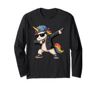 Cool Dabbing Unicorn con Occhiali da Sole e Berretto Bambini Maglia a Manica