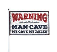 Cool Decor for Guys Room Warning Man Cave My Cave, My Rules Flag Home Bar Accessori Music Decor (152 x 244 cm)