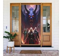 Cool Demon Print No.5 Coperture decorative per porte, striscione per interni/esterni, primavera, estate, autunno, inverno, Halloween, Natale, decorazioni per la casa