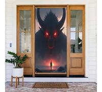 Cool Demon Print No.7 Coperture decorative per porte, striscione per interni ed esterni, primavera, estate, autunno, inverno, Halloween, Natale, decorazioni per la casa