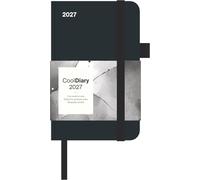 Cool Diary Black 2027: Taschenkalender 9x14 cm - Wochenplaner mit 4-sprachigem Kalendarium, internationalen Feiertagen, Stifthalter & Elastikband, für Beruf, Schule & Alltag