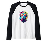 Cool Dino Vibes con Spruzzi di Colore Maglia con Maniche Raglan