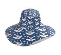 Cool Dog Pattern Wide Brim Cappello da sole pieghevole regolabile Cinghia antivento Outdoor Protezione UV Cap per Spiaggia Escursionismo Ciclismo Viaggio quotidiano Colorato