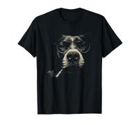 Cool Dog Smoking Occhiali da Sole Retro Pop Art Canine Design Maglietta