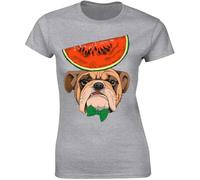 Cool Dog with A Watermelon On It's Head, maglietta da donna grigia, Grigio, S