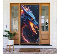 Cool Dragon Blue Print No.138 - Copritorta decorativa per porta, per interni ed esterni, primavera, estate, autunno, inverno, Halloween, Natale, decorazioni per la casa