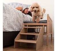 COOL · DREAMS - Letto rialzato in legno con scala per animali domestici con materasso viscoelastico Ortoflex (Memory Foam). Colecho accanto al tuo animale domestico (per tutte le dimensioni). 2