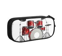 Cool Drum Set Astuccio portapenne con cerniera, blu grande capacità, per scuola, ufficio e viaggi, Nero , Taglia unica, Organizer per borse