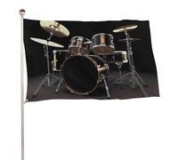 Cool Drum Set Bandiera 119,4 x 177,8 cm, stampa su entrambi i lati, bandiera decorativa da giardino, non sbiadisce, con occhielli in ottone da appendere, sfondo fotografico per interni ed esterni