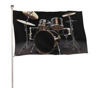 Cool Drum Set Bandiera 88,9 x 150 cm, stampa su entrambi i lati, bandiera decorativa da giardino, non sbiadisce, con occhielli in ottone da appendere, sfondo fotografico per interni ed esterni