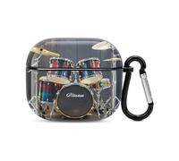 Cool Drum Set Custodia per auricolari Bluetooth Custodia protettiva antiurto Custodia rigida Supporto ricarica wireless con portachiavi Regalo personalizzato per AirPods 3
