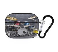Cool Drum Set Custodia protettiva antiurto per Airpods Pro con moschettone anti-caduta Custodia per auricolari per Airpods Pro di seconda generazione, nero