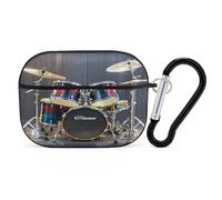 Cool Drum Set Custodia protettiva antiurto per Airpods Pro con moschettone anti-caduta Custodia per auricolari per Airpods Pro di seconda generazione, nero