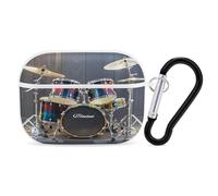 Cool Drum Set Custodia protettiva antiurto per Airpods Pro con moschettone anti-caduta Custodia per auricolari per Airpods Pro di seconda generazione, bianco