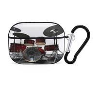 Cool Drum Set Custodia protettiva antiurto per Airpods Pro con moschettone anti-caduta Custodia per auricolari per Airpods Pro di seconda generazione, nero