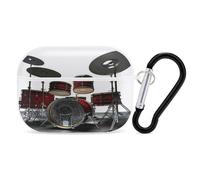 Cool Drum Set Custodia protettiva antiurto per Airpods Pro con moschettone anti-caduta Custodia per auricolari per Airpods Pro di seconda generazione, bianco