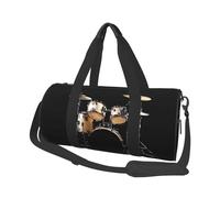Cool Drum Set Print Round Duffel Bag, Canvas Overnight Travel Tote Bag, impermeabile e resistente agli strappi. Borsa da viaggio pieghevole per il fine settimana