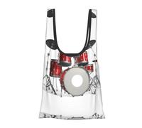 Cool Drum Set Stampa Pieghevole Riutilizzabile Borsa della spesa Leggero Shopping Tote per la spesa Viaggi Spiaggia Eco-Friendly Compact Adventure Tote