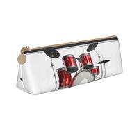 Cool Drum Set Stampa Triangolo Borsa di Cancelleria in Pelle -Cosmetic Bag, bianco, Taglia unica, Organizer per borse