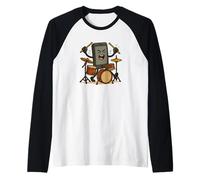 Cool Drummer Smartphone Costume per gli amanti della batteria e della tecnologia Maglia con Maniche Raglan