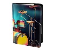 Cool Drums Set di custodie porta passaporto in pelle stampata per donne e uomini, portafoglio da viaggio porta passaporto, nero, Taglia unica
