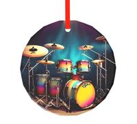 Cool Drums Set Stampa Vetro Rotondo Albero di Natale Appeso Ornamenti di Natale Per Le Feste di Natale Regali Decorazione Della