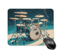 Cool Drums - Tappetino per mouse con bordo cucito, panno lavabile, antiscivolo, design perfetto per giochi, laptop, lavoro in ufficio