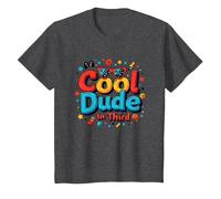 Cool Dude in Terzo: Stile Funky Retro Gamer per Bambini Maglietta, Bambini, Grigio Scuro, 6 Anni