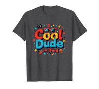 Cool Dude in Terzo: Stile Funky Retro Gamer per Bambini Maglietta, Uomo, Grigio Scuro, L