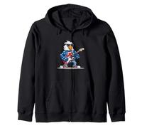 Cool Eagle - Giacca in Pelle patriottica con Chitarra elettrica Felpa con Cappuccio