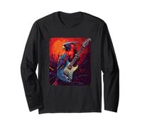 Cool Electric Guitar Bird per Trendy Rock Vibes Maglia a Manica