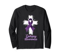 Cool Epilessia Warrior Purple Ribbon Design Uomini Donne Bambini Maglia a Manica