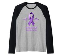Cool Epilessia Warrior Purple Ribbon Design Uomini Donne Bambini Maglia con Maniche Raglan