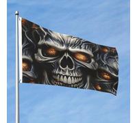 Cool Evil Skull Flag 2x3 Ft Double Sided No Fade Welcome Garden Flag Yard Flag Con Ottone Outdoor Banner Decor Per Cortile Portico Prato Decor
