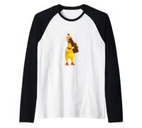 Cool Famous Yellow Rubber Chicken Cartoon Toy Eats Chocolate Maglia con Maniche Raglan