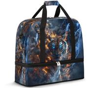 Cool Fierce Tiger, borsone da viaggio per donne e uomini, per il fine settimana, pieghevole, separato dal bagnato, 47 l, per sport, palestra, yoga, Colore, 47 L, Organizer per borse