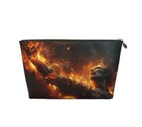 Cool Fire Man Makeup Bag, Trousse da viaggio per articoli da toeletta da donna, borsa per trucco in pelle, organizer per trucchi, graziosa custodia per trucco, Oro, Taglia unica