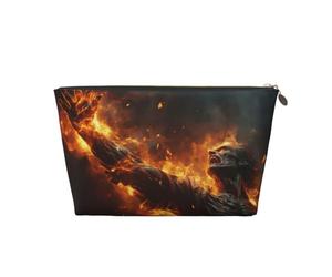Cool Fire Man Makeup Bag, Trousse da viaggio per articoli da toeletta da donna, borsa per trucco in pelle, organizer per trucchi, graziosa custodia per trucco, Oro, Taglia unica