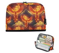 Cool Fire Phoenix Bird Print Matite Borse Grande Astuccio con Cerniera Astuccio per Penne Carino per Ragazze Organizzatore Giapponese Rientro a Scuola Forniture