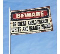 Cool Flags For Guys Beware Of Great Anglo-French White and Orange Hound Flag Flags Decorative House Flags Boat Flag (30 x 45 cm)