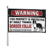 Cool Flags Room Guys Warning This Property Is Protected by a highly trained Border Collie Flag Garden Flags Funny Man Cave Rules (60 x 90 cm)