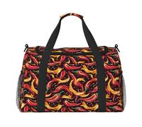 Cool Flame Chili Print Duffle Bag per viaggi, borsone da viaggio per weekender, borsone da notte, borse da palestra per donne e uomini, borsa da viaggio per oggetti personali